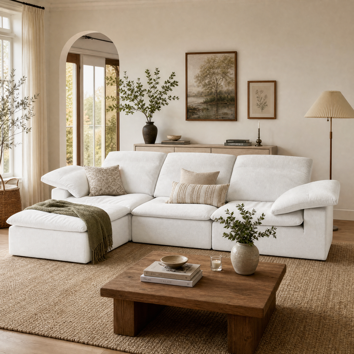 Swofy 3-Seater Chenille Sectional Sofa (118")