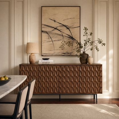 Reco Carved Pattern Wood Sideboard (70")
