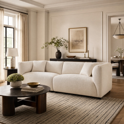 Celia Beige Chenille Modern Sofa (91")